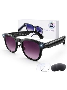 AI smart Glasses with camera, 8MP HD Bluetooth camera glasses 1080P video record